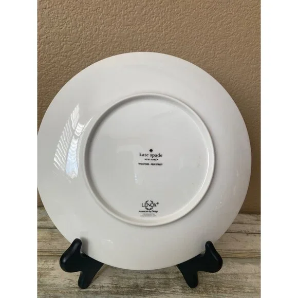 Kate Spade Lenox Wickford Felix Street Green Stripe Dinner Plates Set of 2 - Picture 5 of 8